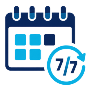 Pictogramme calendrier illustrant les interventions de nettoyage SRIM 7 jours sur 7